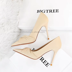 Factory Wholesale Elegant Stiletto High <b>Heels</b> Shallow Mouth Pointy Bow Women's Single Shoes Women - Product Image 4