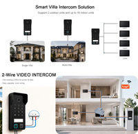 Système de sonnette vidéo intelligente Hiwink 2K avec résolution 2 fils, écran 7 pouces, Wi-Fi 5G, compatible Alexa et Google Home, pour plusieurs appartements
