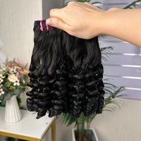 Extensiones de Cabello Rizado Fumi Flower Curl, Calidad Super Double Drawn, 100% Cabello Humano Virgen, Color Negro Natural