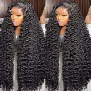 12A 30 Inches Long 100% Human Hair <b>Wig</b>,Swiss Lace Closure Front <b>Wig</b>,Deep Wave 13x4 HD Lace Frontal <b>Wigs</b> for Black Women - Product Image 1