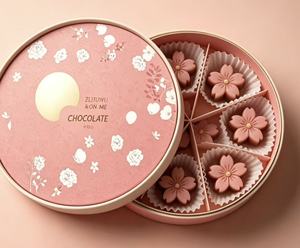 Custom Luxury Round Chocolate Gift Box with Window, Hard <b>Cardboard</b> Packaging with Lid for Gift Giving - Product Image 2