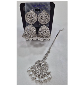 Pendientes de Perlas con Diseño Tradicional Indio y Conjunto de Mangtikka para Mujeres y Niñas, Joyería Étnica de Moda - Product Image 2