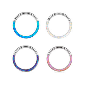 Anillo de titanio ASTM F136 para cuerpo, tira de pavé, Ópalo con bisagras, anillo para tabique, nariz, uñas, labio, anillo, Piercing, joyería para el cuerpo para mujer - Product Image 1