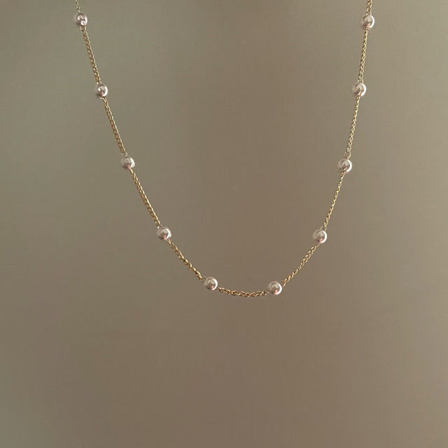 Pearl Necklace Gold Plated Link Chain Jewelry Necklace Jewelry for Women