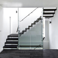 Escalier en colimaçon double poutre acier-bois pour villa, intérieur, avec garde-corps en verre personnalisé, pour loft intégré, duplex et immeubles de grande hauteur