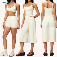 LORISOW 2026 Ensemble d'entraînement pour femme : Soutien-gorge de sport personnalisé à bretelles et pantalon de yoga capri taille haute à jambes larges et taille élastique