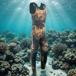 Combinaison de plongée en néoprène Aropec Optimal pour une expérience sous-marine optimale, confortable et respirante, camouflage, 3 mm d'épaisseur, logo sur le devant - Product Image 2