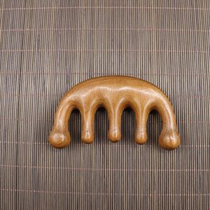 Peine de masaje clásico de madera ecológico para el cuero cabelludo con dientes anchos, herramienta portátil de acupresión para masaje de cabeza - Product Image 5