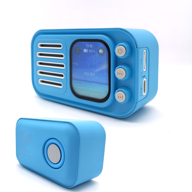 Portable Wireless BT Speakers with FM Radio Support TF/USB /EQ Bass Active Smart Screen Mini Speakers Touch Sensitive Speaker