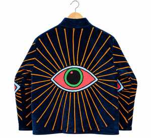 <b>Navy</b> Blue Solid Cotton Velvet Bomber <b>Jacket</b> <b>Women</b> Long Sleeve V-neck Quick Dry Breathable Artistic Fashion Outerwear B2B - Product Image 5