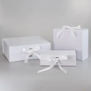 Factory Direct Sales Ribbon Type Cosmetics Magnetic Folding Packaging Gift Box Clothing Birthday Gift Box