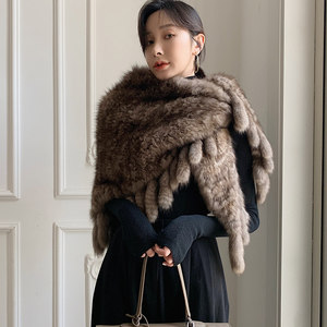 Il Segreto della Pelliccia: Mantella in Visone di Alta Qualità per Donna, <span class=keywords><strong>Sciarpa</strong></span> Invernale Stile Coreano con Nappe, 170cm, Design Elegante - Product Image 4