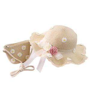 Sombrero <span class=keywords><strong>de</strong></span> Paja para Niña, con Lazo y Flor, para Playa, Verano, Protección Solar, Estilo <span class=keywords><strong>Pescador</strong></span>, Conjunto con Bolsa, para Padres e Hijos - Product Image 5