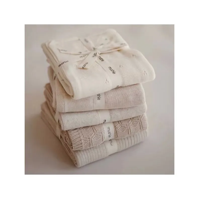 Couverture tricotée Super douce pour nouveau-né, nouveau Design 100% coton, cadeau de douche