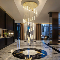 Villa hall d'entrée luxe grand lustre LED en cristal lampe vague forme pendentif lumière personnalité pour Villa escalier hôtel