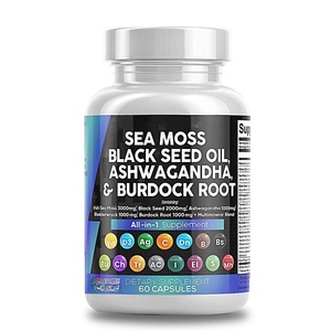 Compléments Alimentaires Marque Blanche 16-en-1 3000mg : Capsules de Mousse de Mer Extra Forte 19445 mg avec Huile de Nigelle, Ashwagandha et Gingembre - Product Image 1