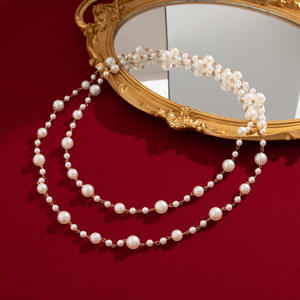 Zarif 2 Katmanlı Katlanabilir İnci Kolyeler Kadınlar İçin Trend Uzun Boncuklu Zincir Taklit İnci Moda Süveter Zinciri Takı - Product Image 3