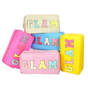 18 Colors Nylon Large Capacity Personalized Chenille Patches Women Girls Custom Travel Toiletry <b>Makeup</b> Cosmetic Bags & <b>Cases</b> - Product Image 2