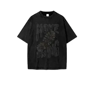Camiseta holgada de manga corta para hombre y mujer, camisa con estampado de huella antigua, Vintage, gran tamaño, 100% algodón, 285g, nuevo estilo