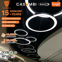 Lampu Plafon LED Bulat Kustom, Desain Hollow Round, untuk Komersial, Mall, Warnet, Kantor, Gym, dan Dekorasi
