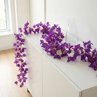 Prix en gros – Guirlande de bougainvilliers artificiels faits main en soie, 175 cm, blanc et violet, pour décoration murale florale de toile de fond de mariage