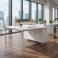 Poste de travail de bureau individuel moderne en bois avec cloison de séparation pour employés, ensemble de mobilier de bureau blanc