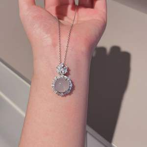 Collier pendentif en argent pur S925, cristal blanc transparent comme de la glace, exquis et luxueux avec un design de niche - Product Image 3