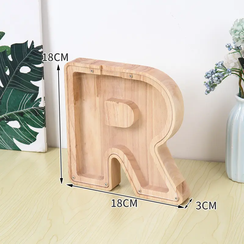 Various Wooden Piggy Bank Toy Alphabet Money Jar Coin Girls Adults Saving Box Kids' Money Banks