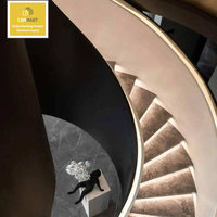CBMmart - Kit de Escalera Artística Curva Giratoria de Aluminio para Interiores, Estructura de Acero Moderna, para Casa Dúplex