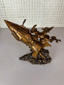 Artesano Adornos de metal hechos a mano World <span class=keywords><strong>Warcraft</strong></span> Tema Bronce Seiko Goblin Void Rocket Escultura Navidad - Product Image 2