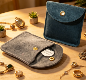 Soft Velvet Jewelry Pouch with Snap Button Portable <b>Envelope</b> Style Storage Bag for Earrings Necklaces Rings Small <b>Gifts</b> 8*8cm - Product Image 5