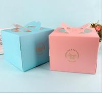 Nuovo imballaggio stampato portatile in cartone di plastica scatola di imballaggio materiale quadrato rosa Cupcake scatole torta scatola con finestra