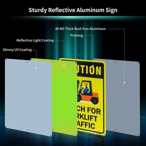 Securun 2025 <span class=keywords><strong>Forklift</strong></span> trafik işareti ayakta yansıtıcı kaplı alüminyum 14x10 inç güvenlik uyarı işareti - Product Image 3