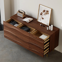 Commode en bois sur mesure de 55 pouces, style mid-century modern, avec 9 tiroirs en noyer