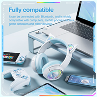 Casque de jeu Onikuma B5 avec oreilles de chat, sans fil 2.4G, filaire, trois modes, éclairage RGB, faible latence, avec micro pour PC, ordinateur portable, cadeau pour les joueurs