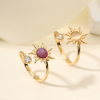 2025 mode nouvelle bague ouverte en laiton 18K or pierre décorative soleil fête cadeau