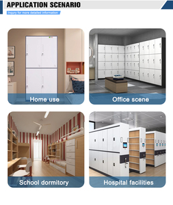 Mueble de Acero, Armario <span class=keywords><strong>Blanco</strong></span> para Personal, Armario Metálico de 4 Puertas, Armario de Almacenamiento de Acero de 2 Niveles para Oficina - Product Image 4