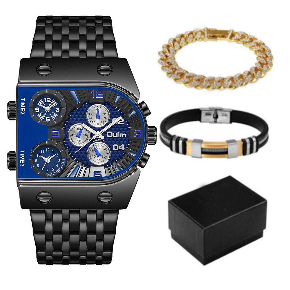 Oulm-9315 New Set Multi Time Zone Large Dial Luminous Men's Watch