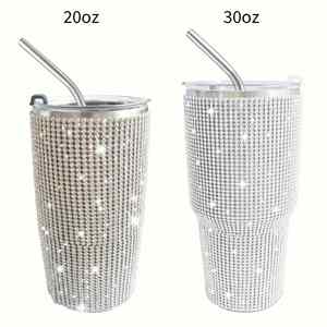 Mug de voyage isotherme en acier inoxydable à double paroi de 20 oz avec paillettes, strass et diamants, isolation thermique de 6 à 12 heures - Product Image 1