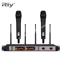Microphone sans fil R-20 à 2 canaux UHF à tubes à vide, véritable diversité, suppression du bruit, amplificateur d'antenne intégré pour karaoké