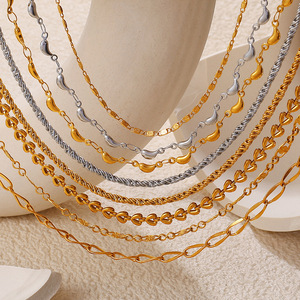 สร้อยคอเรขาคณิตสำหรับผู้หญิง ดีไซน์ยุโรปอเมริกัน ชุบทอง 18k สร้อยสแตนเลสสตีล ชุดเครื่องประดับ - Product Image 1