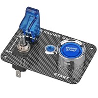 Panneau d'interrupteur d'allumage pour voiture de course 12V DC, interrupteur à bascule en fibre de carbone, bouton de démarrage du moteur avec voyant lumineux bleu