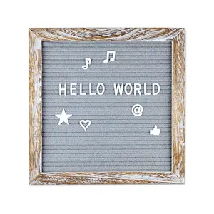 10x10inch Rustic Farmhouse Wood Changeable letter board with felt