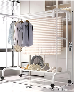 Heavy Duty Metal Garment Rack with Top Shelf Movable Clothes Drying Rack Large Capacity Clothing Organizer for Bedroom Balcony - Product Image 6
