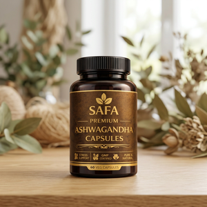 Capsules de racine d'ashwagandha biologique SAFA, 60 unités, complément alimentaire naturel à base de plantes, végétalien, à base de plantes, racine d'ashwagandha de qualité supérieure SAFA - Product Image 1