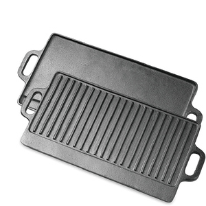 Plaque de cuisson réversible 2-en-1 en fonte avec poignées, antiadhésive, pour cuisinières à gaz, à <span class=keywords><strong>induction</strong></span>, fours et feux ouverts, durable - Product Image 1