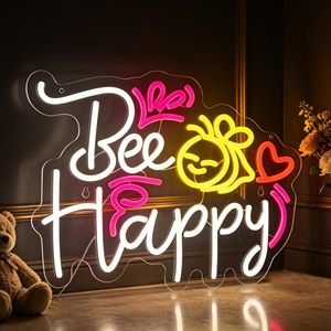 Enseigne néon Bee <span class=keywords><strong>Happy</strong></span>, Lumières néon inspirantes sur le thème de la psychologie, Décoration murale pour <span class=keywords><strong>restaurant</strong></span>, boutique, maison, bar, café - Product Image 2