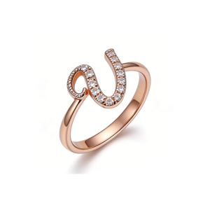 CUSTOM SILVER 10K/14K <b>GOLD</b> PLATED SOLID <b>GOLD</b> LAB GROWN DIAMOND ZICON ENGAGEMENT CLUSTER <b>RING</b> UNISEX CUTE ANNIVERSARY ALPHABET - Product Image 1