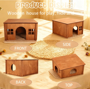 Popolare Giocattolo per Criceti Personalizzato in Legno Massiccio Ecologico, Cabina Triangolare Invernale con Cuscini Morbidi a Bottone, <span class=keywords><strong>Nido</strong></span> per Dormire - Product Image 3