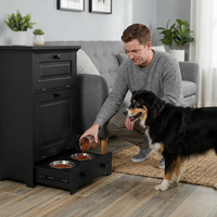 Meuble surélevé en bois pour l'alimentation des chiens et des chats, avec bols amovibles, grand bac de rangement pour aliments, solide et étanche, pour chiens de taille moyenne à grande